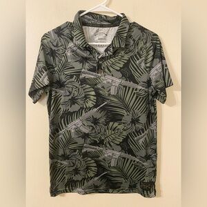 Mens Grunt Style Green Hawaiian Style Palm Machine Gun Polo Shirt Size‎ Small